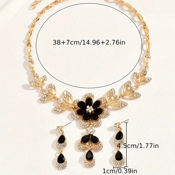 Necklace & Earrings Set W/ Blue-Gold colors & Crystals - An Elegant NWT Combo - Picture 5 of 5